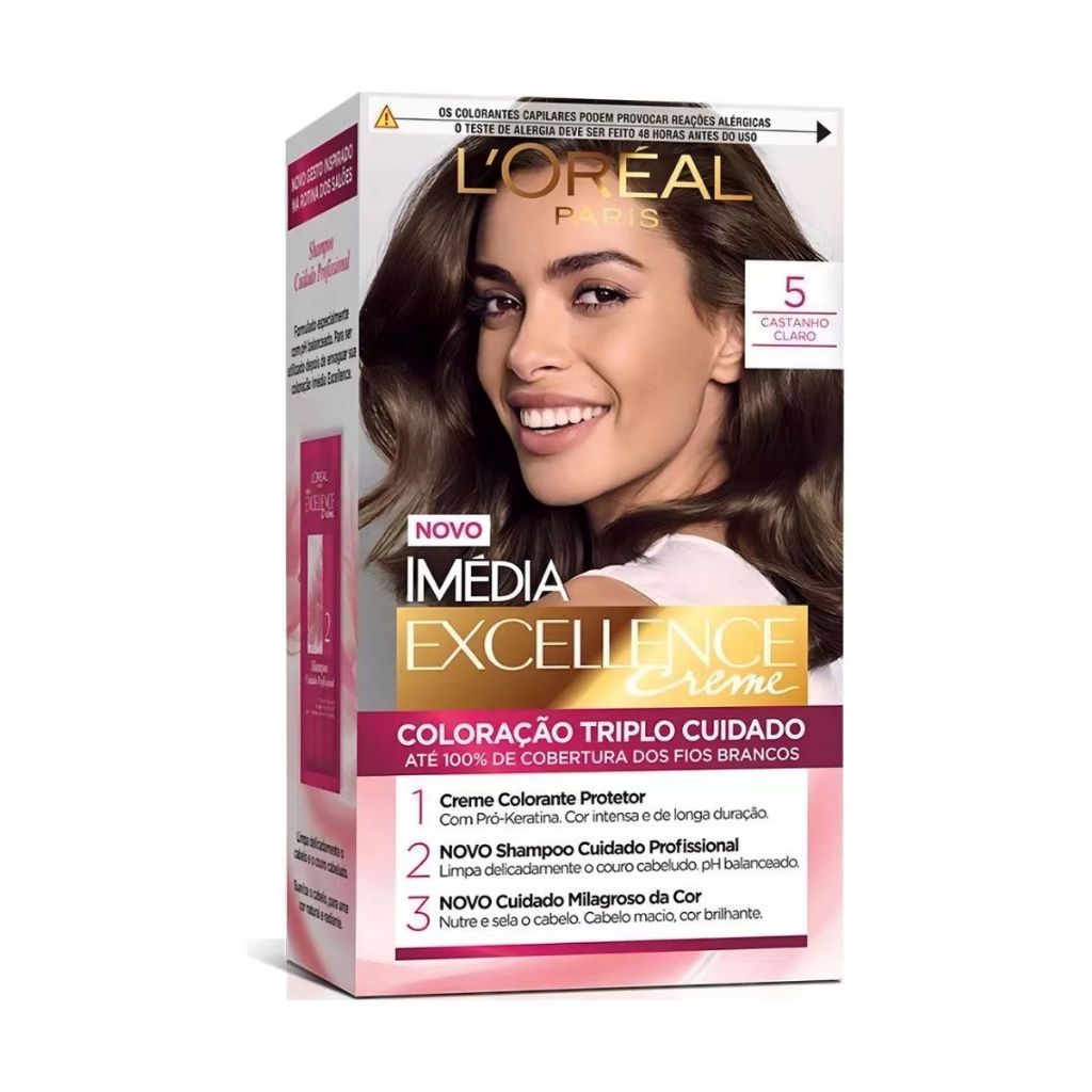 Tinta De Cabelo Imédia Tintura Excellence 5 Castanho Claro em Oferta na Shopee