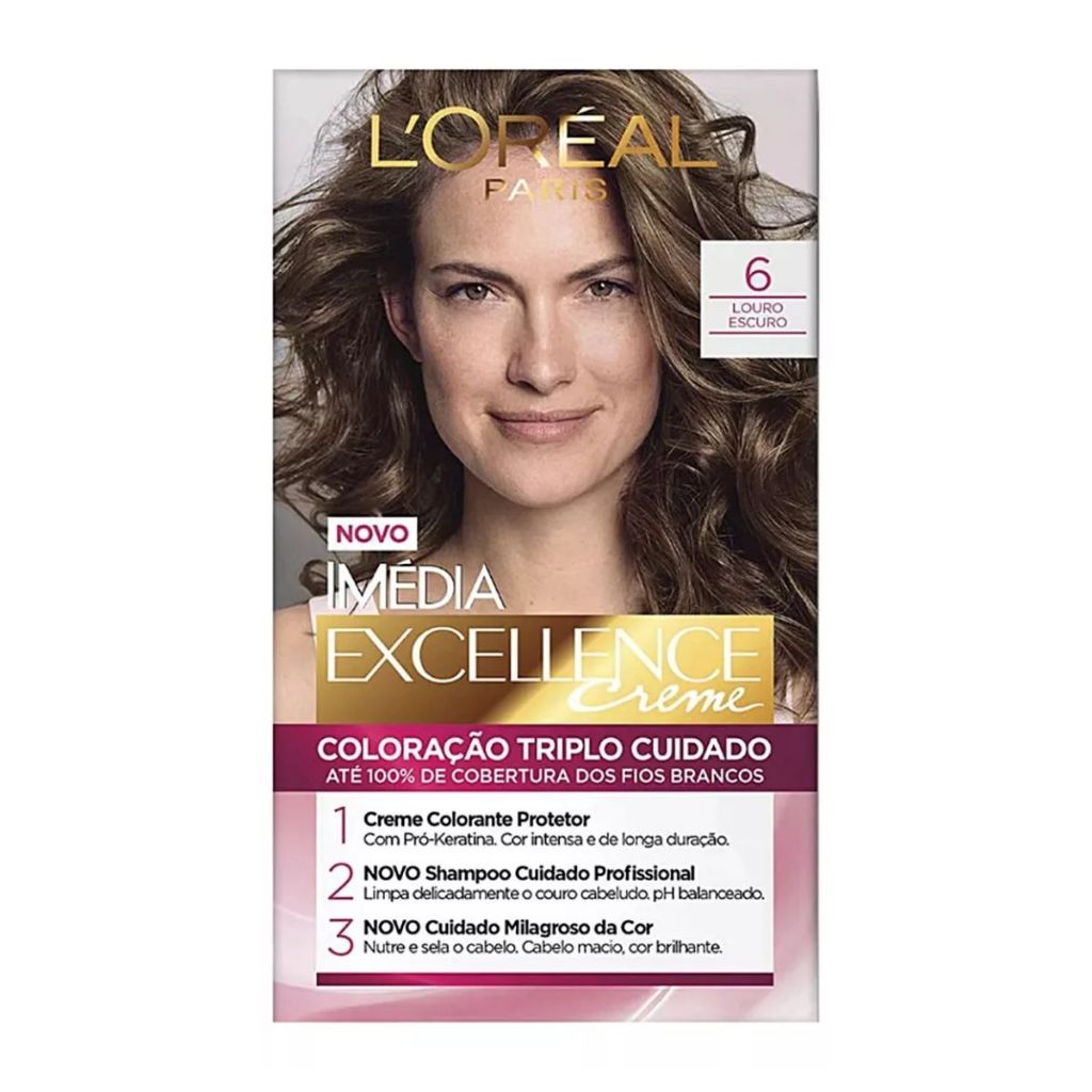 Tinta De Cabelo Imédia Tintura Excellence 6 Louro Escuro em Oferta na Shopee