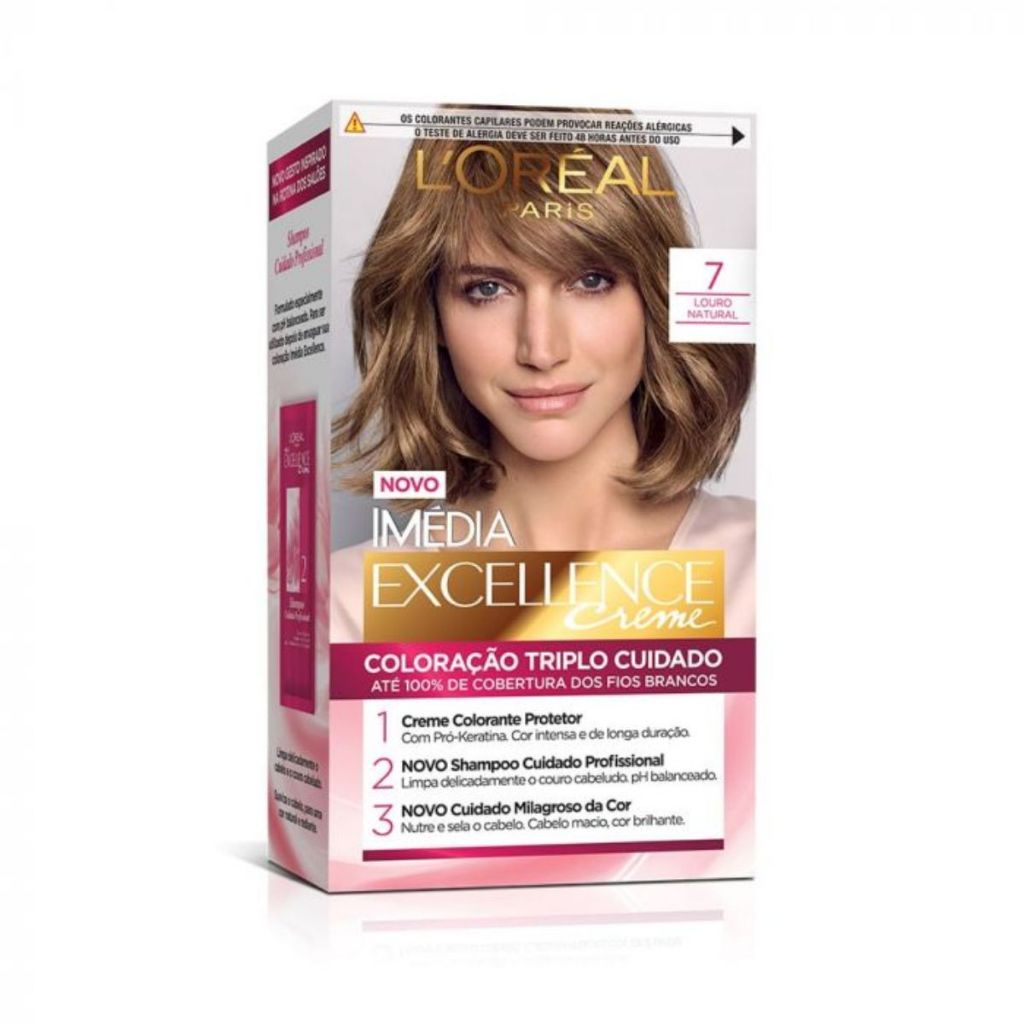 Tintura Loreal Imedia Excellence Louro Natural nº 7 em Oferta na Shopee