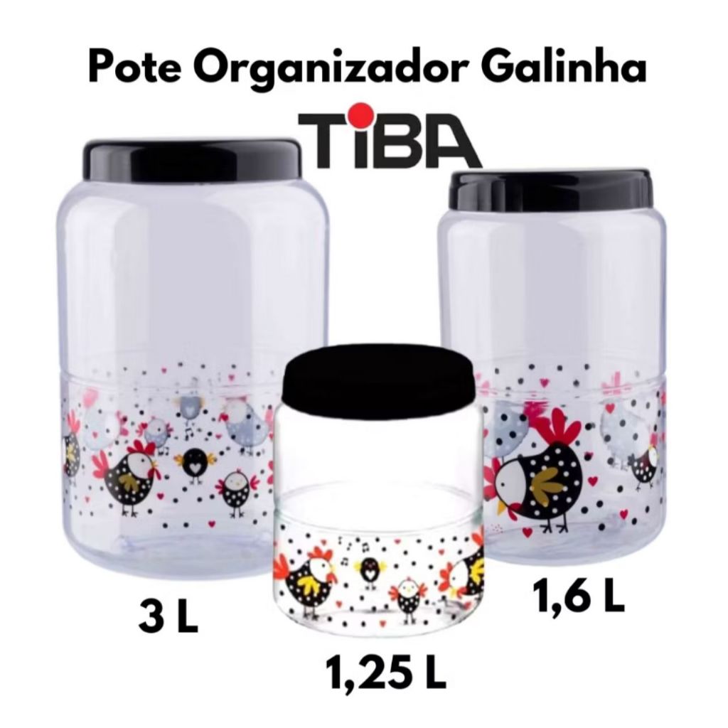 Pote Organizador de Plástico Galinha com tampa