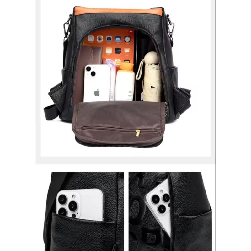 Mochila feminina anti-roubo PU Alta qualidade resistente — imagem 2 de 2
