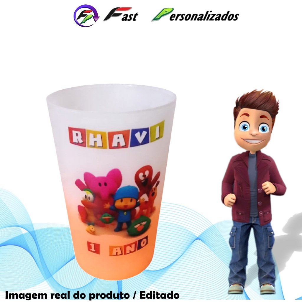 25 Copos Twister 300ml com Degradê Pocoyo
