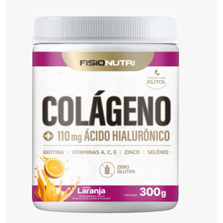 Colágeno Hidrolisado + Ácido Hialurônico Pote 300g Laranja - Fisionutri