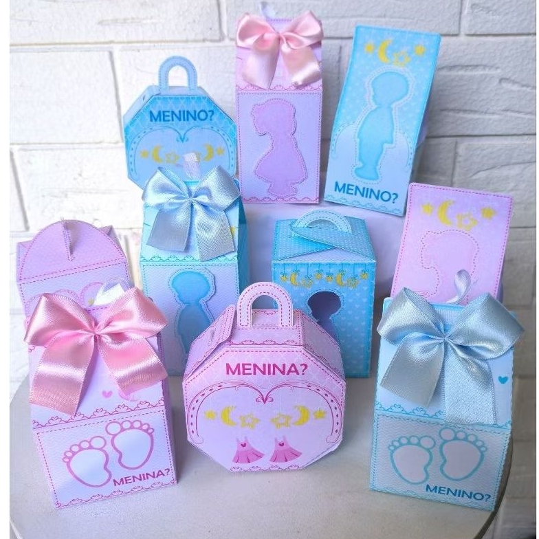 Personalizados Chá Revelação PEGUE E MONTE. Kit Caixas Decoração Lembrancinhas  Aniversário Caixinhas Personalizadas