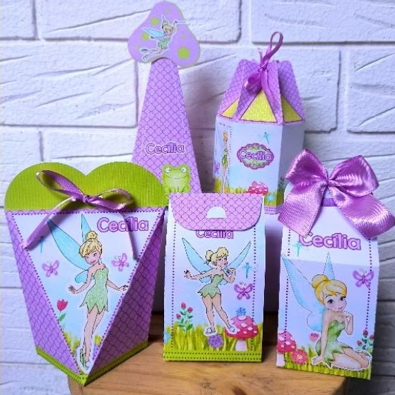 Personalizados Sininho no PEGUE E MONTE Kit Caixas Decoração Lembrancinhas  Aniversário Caixinhas Festa Infantil