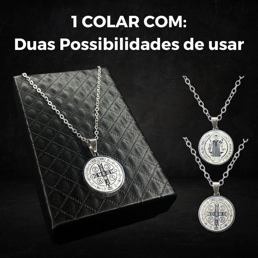 Colar São Bento Pequeno Para Presente em Aço Inox Prateado Masculino e Feminino em Oferta na Shopee