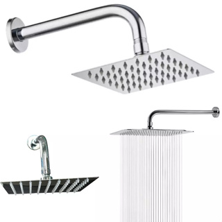 Chuveiro Ducha Quadrada Inox 304 Cromado 15 X 15 cm com Braço Tubo em ABS 15 cm ou INOX 30 cm em Oferta na Shopee