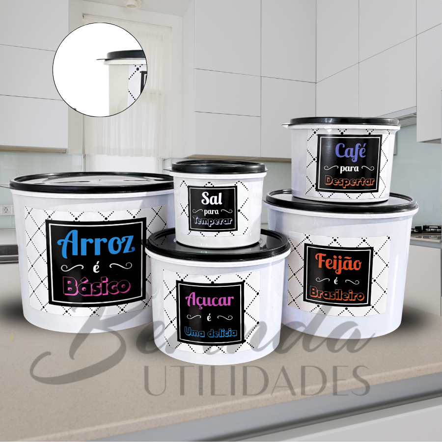 Kit Potes Mantimentos Jogo Com 5 Potes Plasticos Modernos em Oferta na Shopee