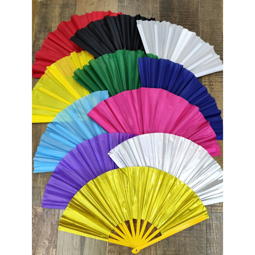 Leque Oriental Grande - Material Resistente Cores Únicas Lisas