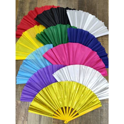 Leque Oriental Grande - Material Resistente Cores Únicas Lisas