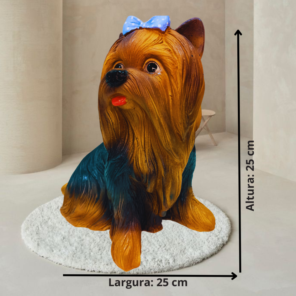 Detalhes do Cofrinho Decorativo Yorkshire em Gesso Azul ou Rosa Presente