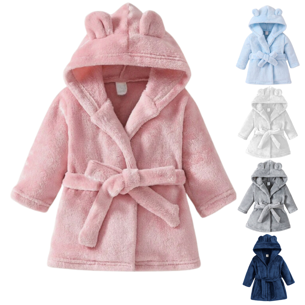 Roupão Infantil Com Capuz e Cinto Tecido Plush Antialérgico