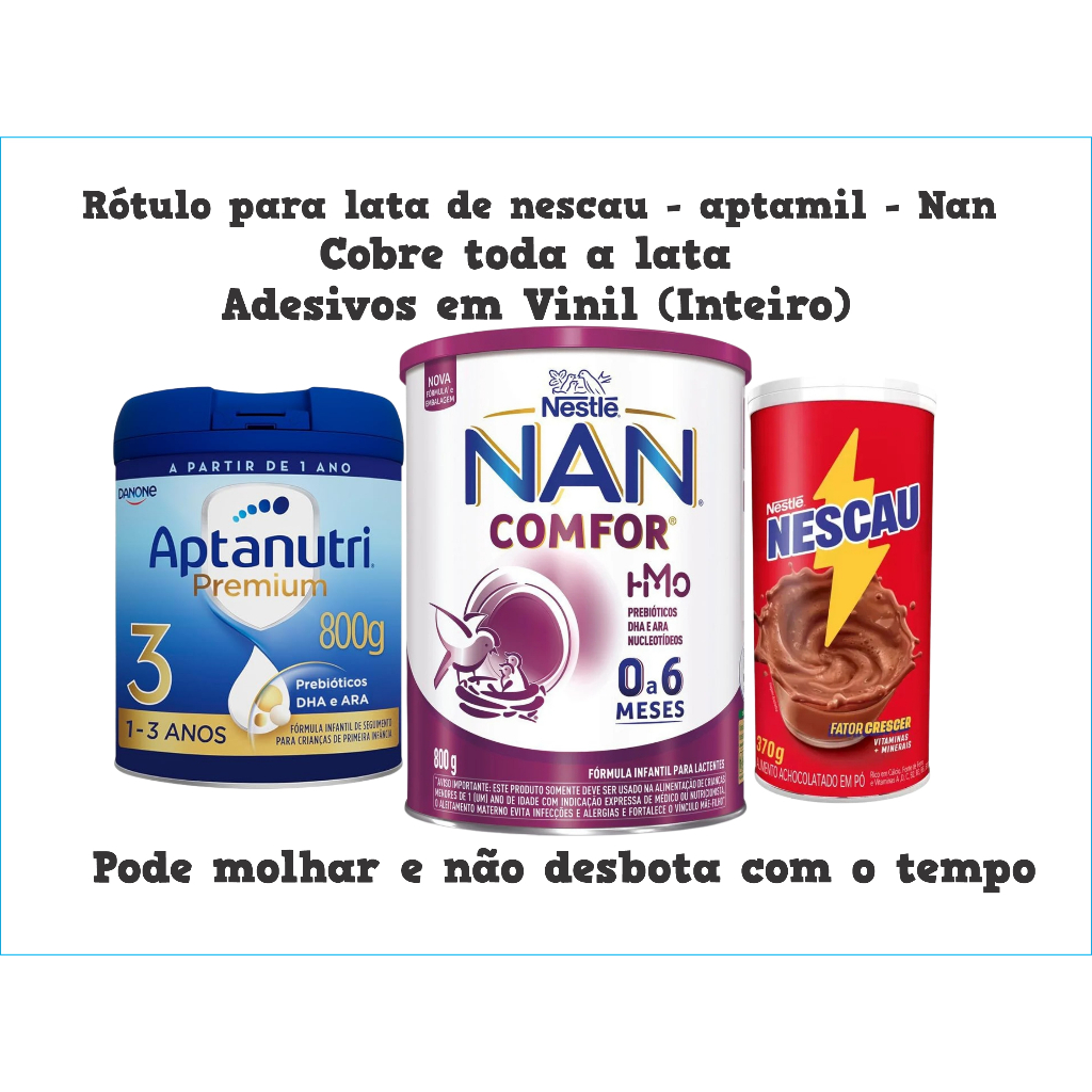 Rótulo para lata de Nescau - Aptamil - Nan (Fazemos Qualquer Tema) Adesivos em Vinil