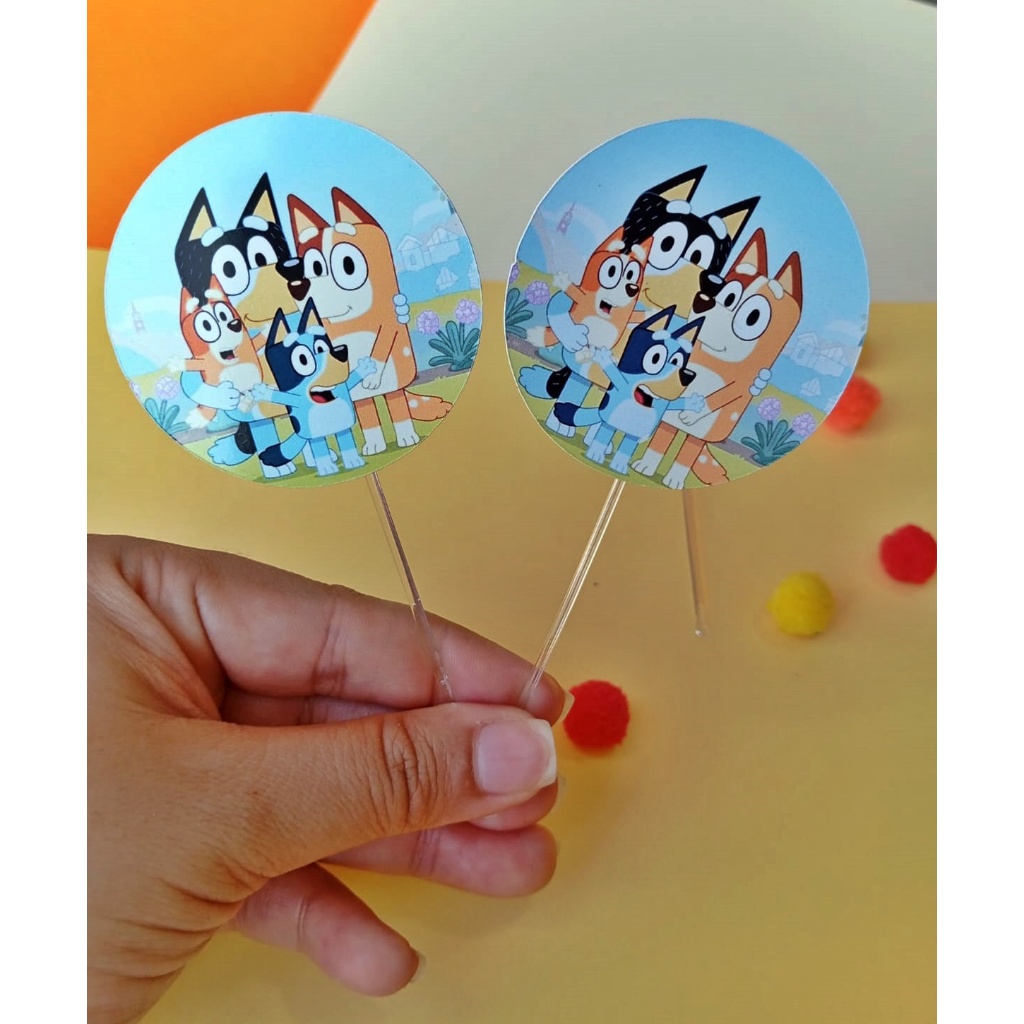 Kit 35 Topinhos para Cupcake Personalizado tema Bluey Papel Fotografico Premium