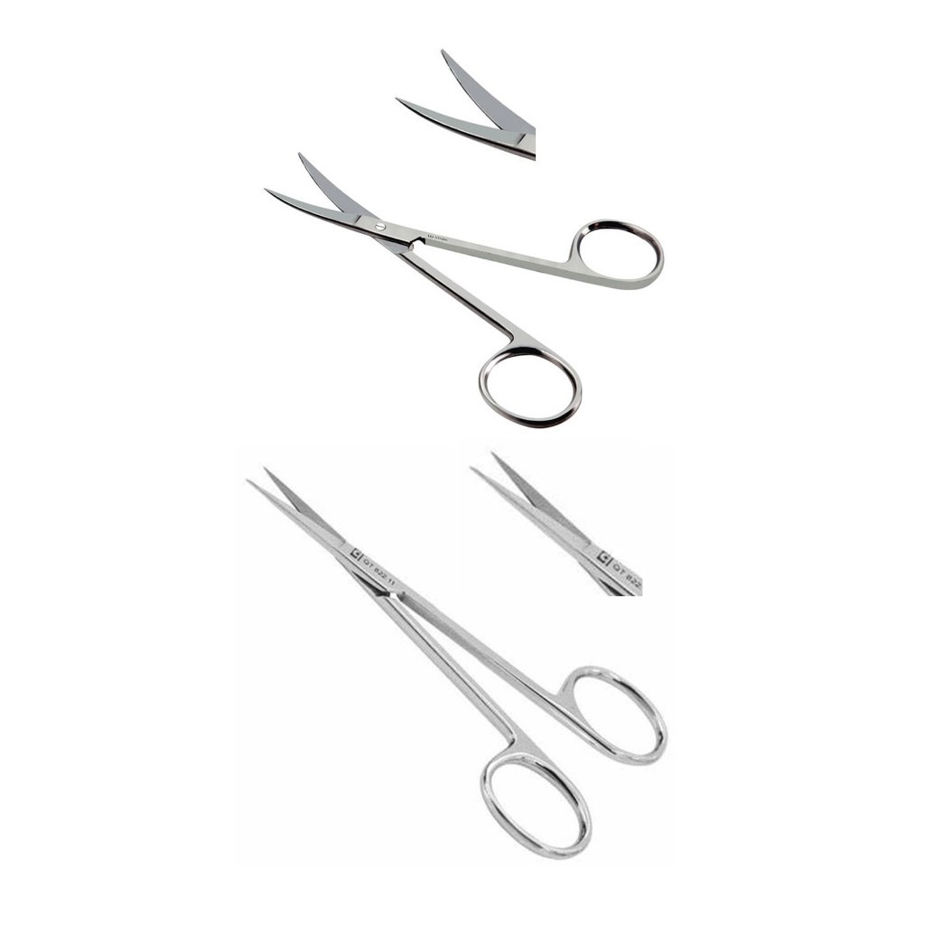 Kit 2 Tesouras Cirurgica Iris Reta e Curva 11,5 cm