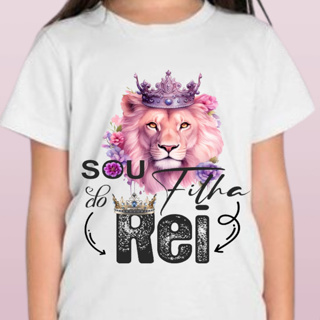 Camiseta infantil estampada blusa menina filha do rei em Oferta na Shopee