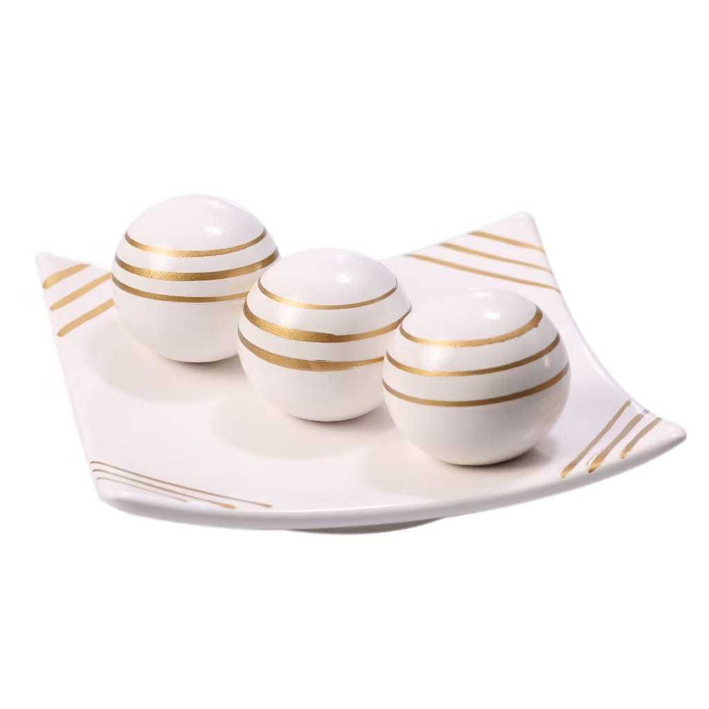 centro de mesa prato decorativo kit 3 esferas enfeite cerâmica rack salas vasos decoração de estante em Oferta na Shopee