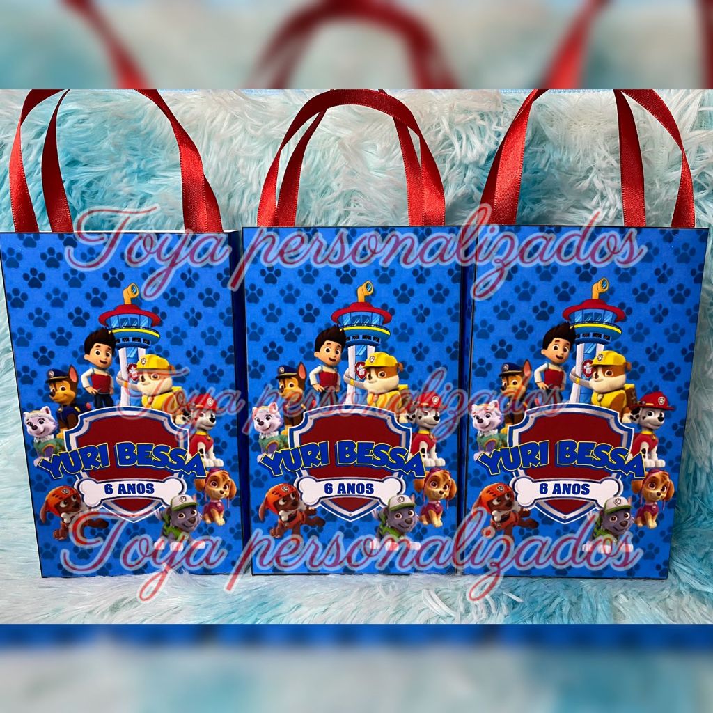 Kit 15 Lembrancinhas Sacolinhas Personalizadas Tema Patrulha Canina