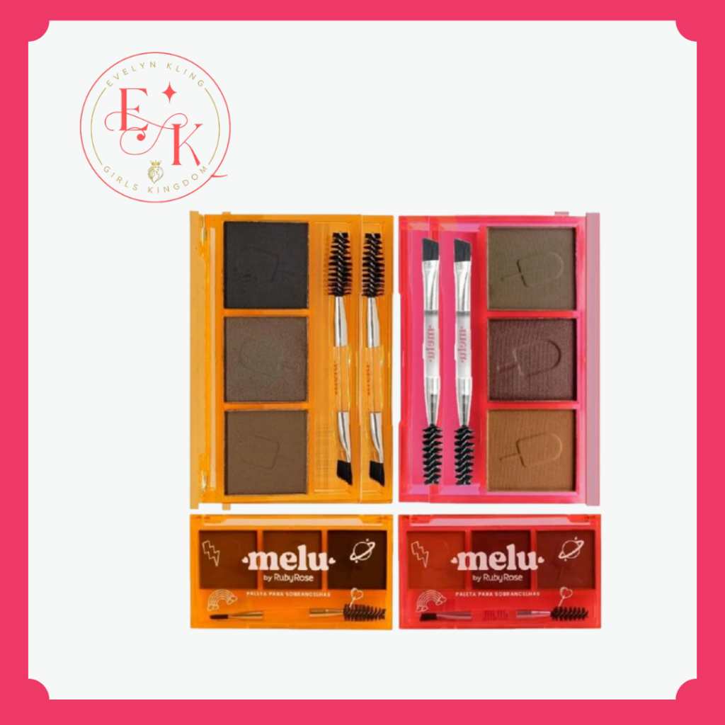 Paleta Para Sobrancelha -Ruby Rose - Cores: 01, 04 e 02 (estojo laranja) + Brinde