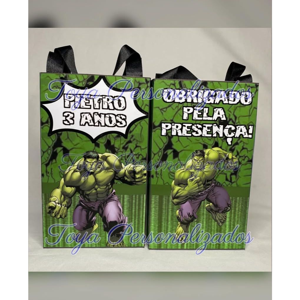 Kit 15 Lembrancinhas Sacolinhas Personalizadas Hulk