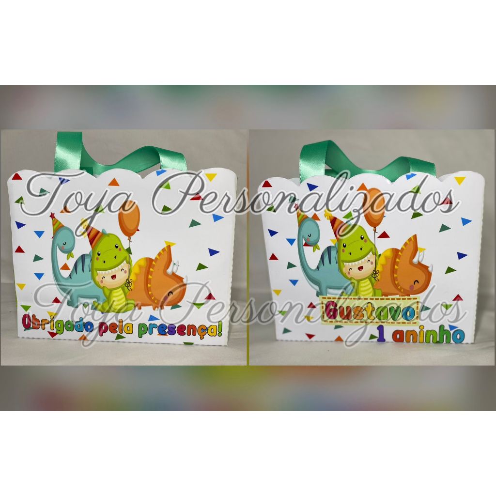 15 Lembrancinhas Sacolinhas Personalizadas Dino Baby