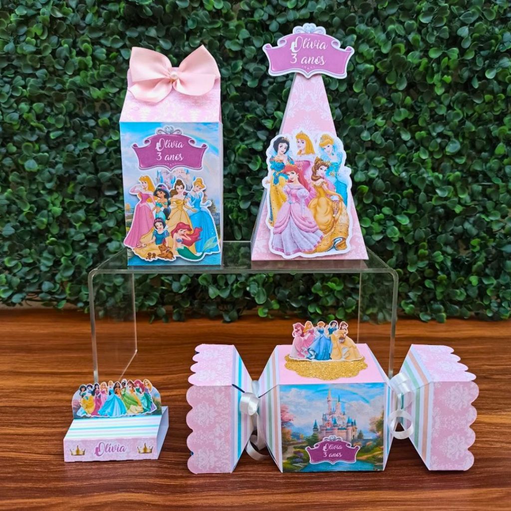 Kit Festa - Lembrancinhas Personalizadas Princesas - Caixinhas Personalizadas - Papelaria Personalizada