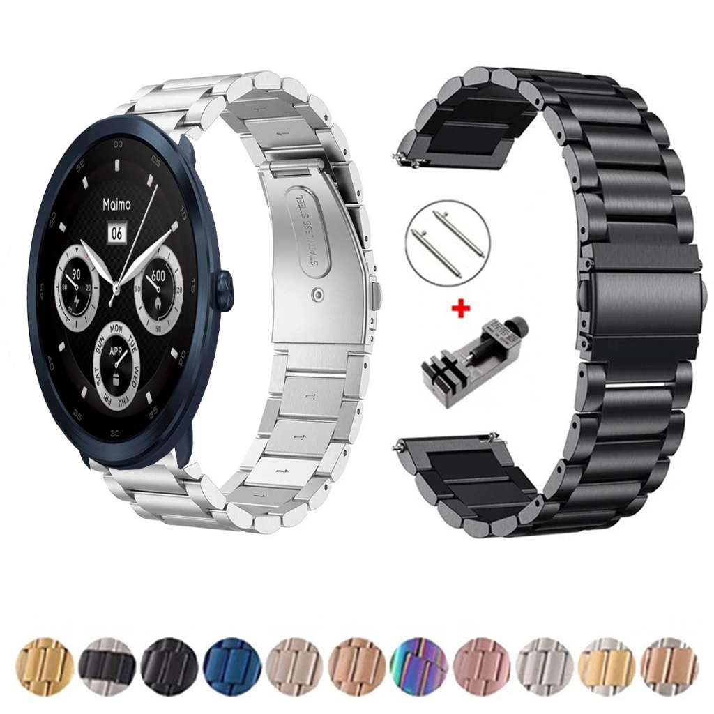 Pulseira de 22mm Metal Elos de aço inox para Smartwatch Maimo Watch R de Engate Rapido