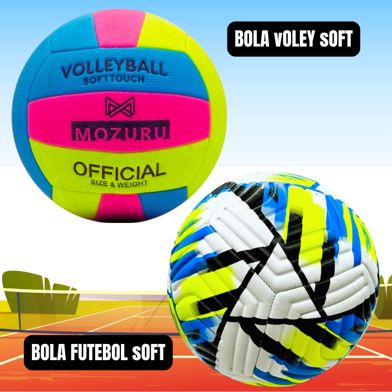 Kit Bolas Soft Voley + Bola de Futebol Society Tamanho Padrao 420 Gramas