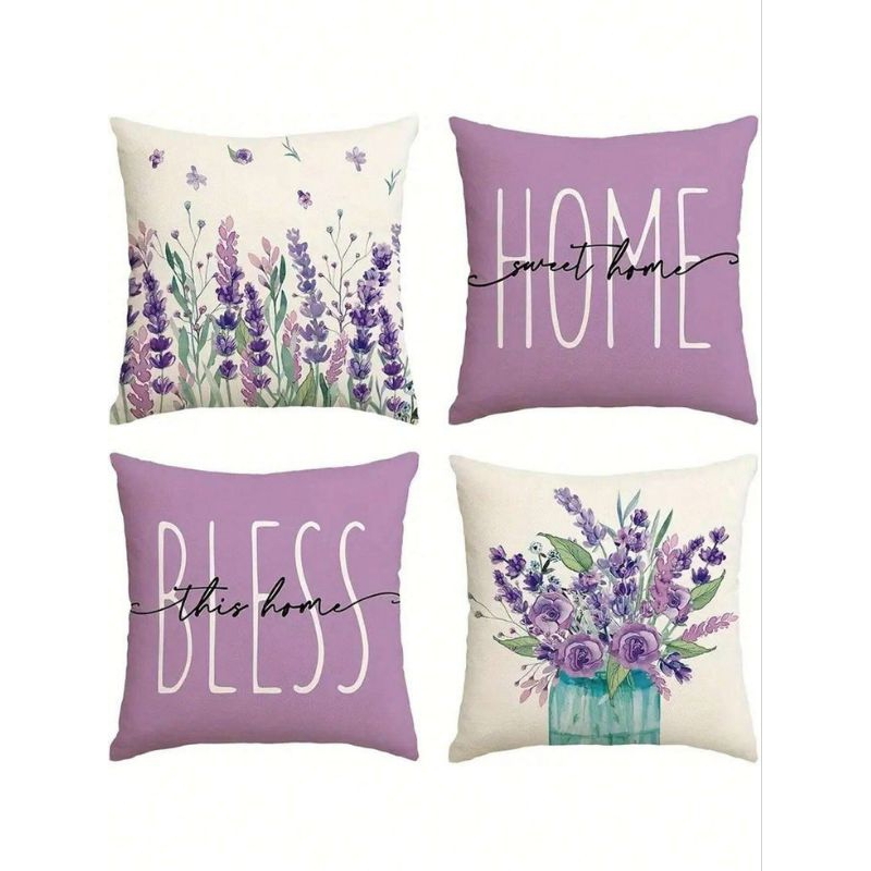 kit capa de almofada lilás - kit capas de almofada flores em Oferta na Shopee