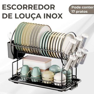 Escorredor De Louça Espessado 17 Pratos Suspensa Organizador De Pia Cozinha