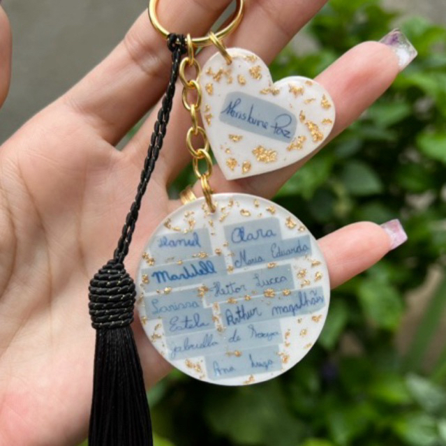 Chaveiro assinatura com eternização de video | Presente para professores | Personalizados em resina