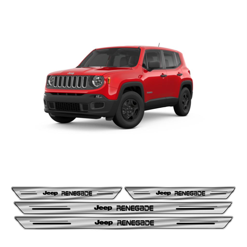 Soleira Porta Protetor JEEP RENEGADE 4 Peças Resinada Adesivo PL CROMO