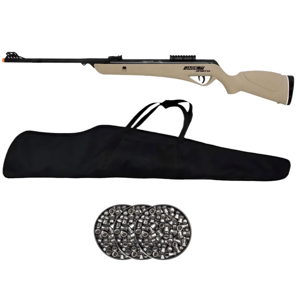 Carabina de Pressão Jade Pro Nitro Desert 5.5mm – CBC + 3 Caixas de Chumbo + Capa em Oferta na Shopee