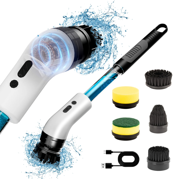 Escova Eletrica de Limpeza Com Dispenser 9 em 1 Sem Fio Limpador Multiuso Pratico Para Cozinha Banheiro Recarregável