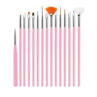 Kit 15 Pinceis Para Decoração Nail Art Unhas Manicure Unha Pincel