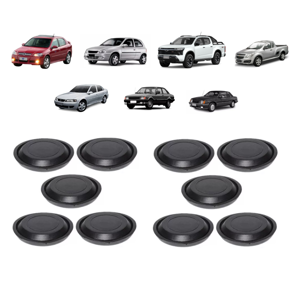 Kit 10 Tampão Assoalho Borracha 46x38mm - Celta Astra Corsa Montana S10 Vectra Monza Chevette - P563/ 232020/ 1984