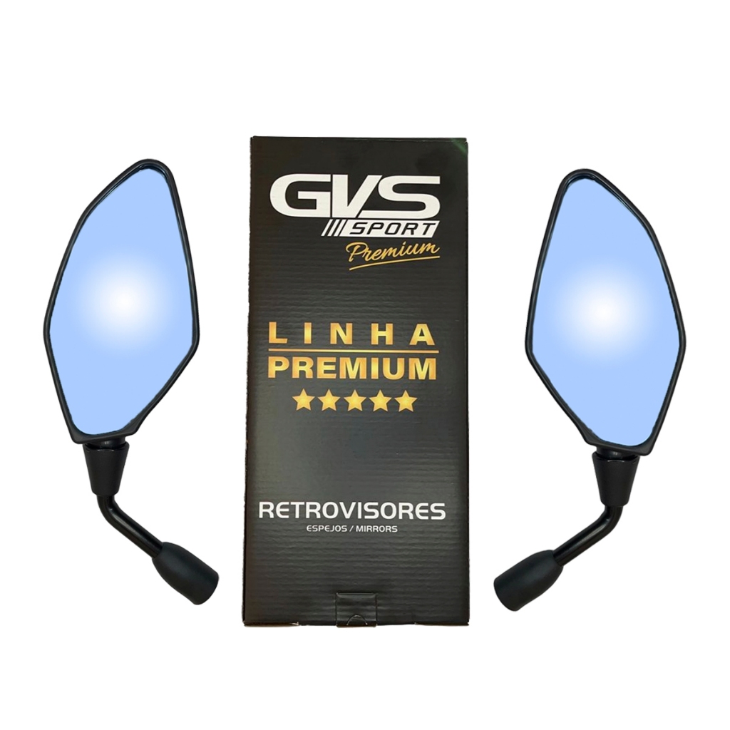 Retrovisor Mt03 Rosca Yamaha Haste Curta Convexa Azul Gvs
