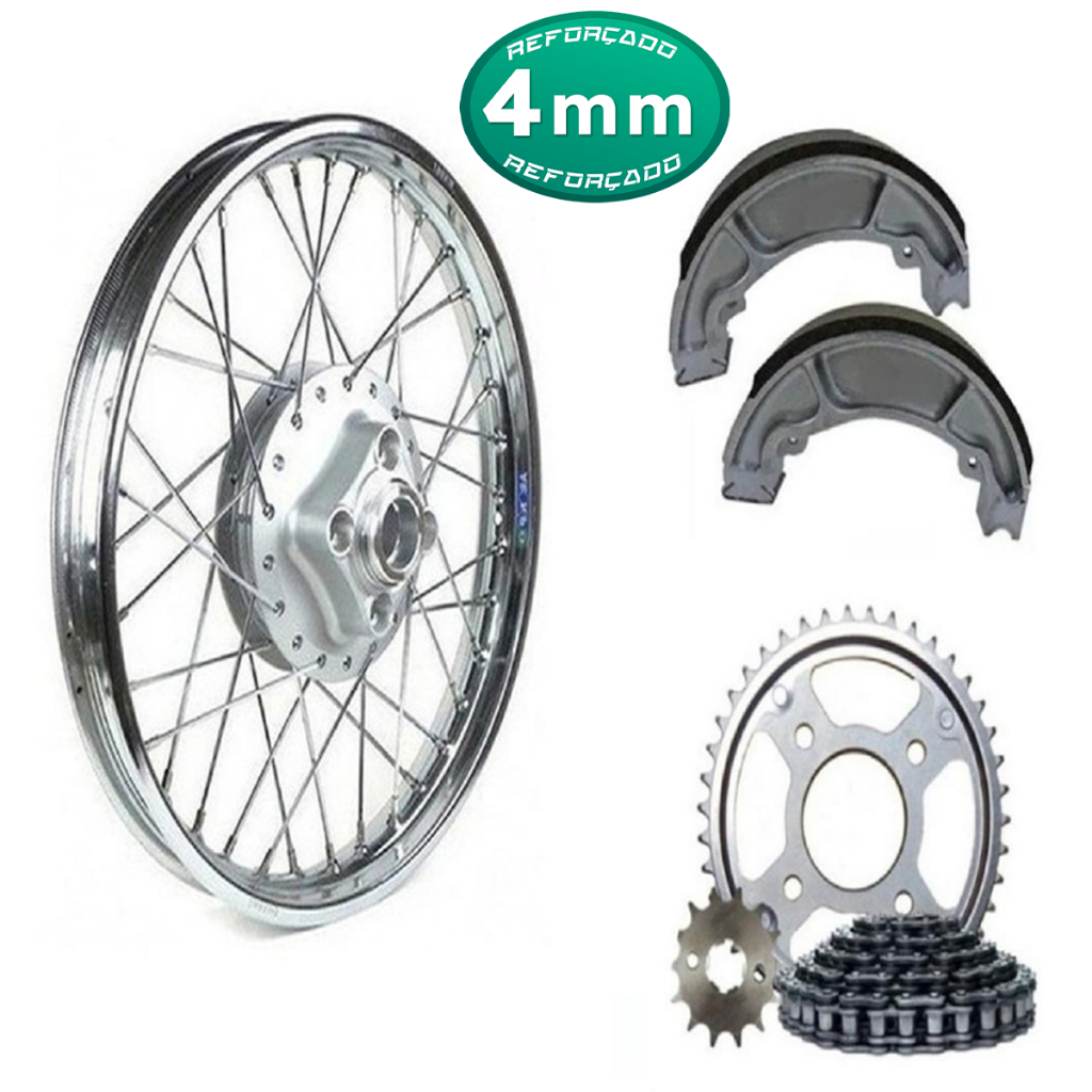 Roda Traseira Cg Titan Today Ml 83 á 99 Raio 4mm Com Lona E Relação