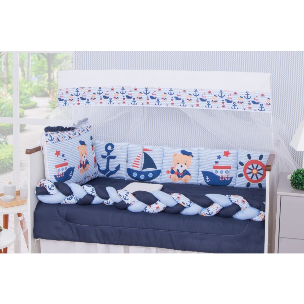 Kit de Berço de Bebê 13 Peças Sublimado com Desenhos Enxoval Completo Envio já