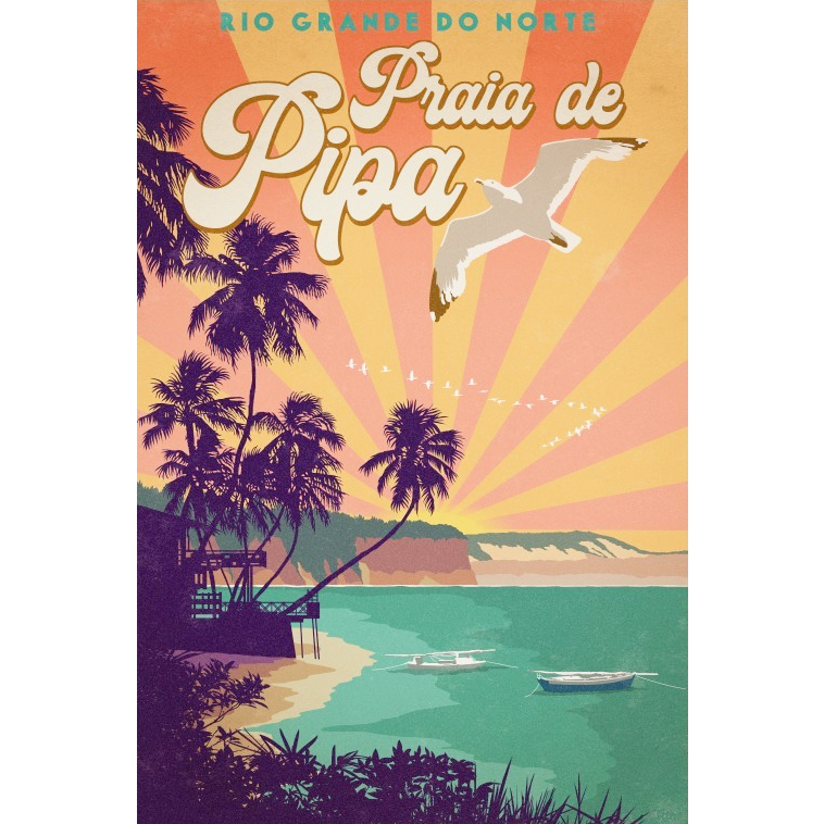 Poster Retrô  -  Praia De Pipa - Rio Grande do Norte  -   Decora   -   33 Cm X 48 Cm