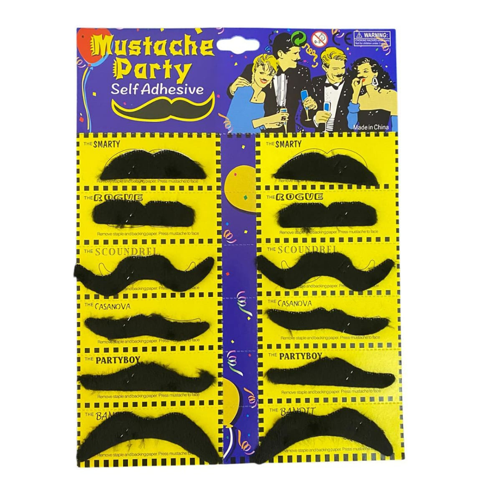 Bigode Postiço Bigodinho Falso Mustache Realista Cartela com 12 Bigodes Promoção Estoque no Brasil