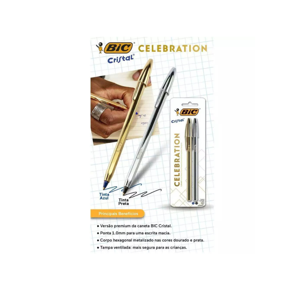 Canetas Esferográfica Bic Cristal Celebration Metalizada 1.0
