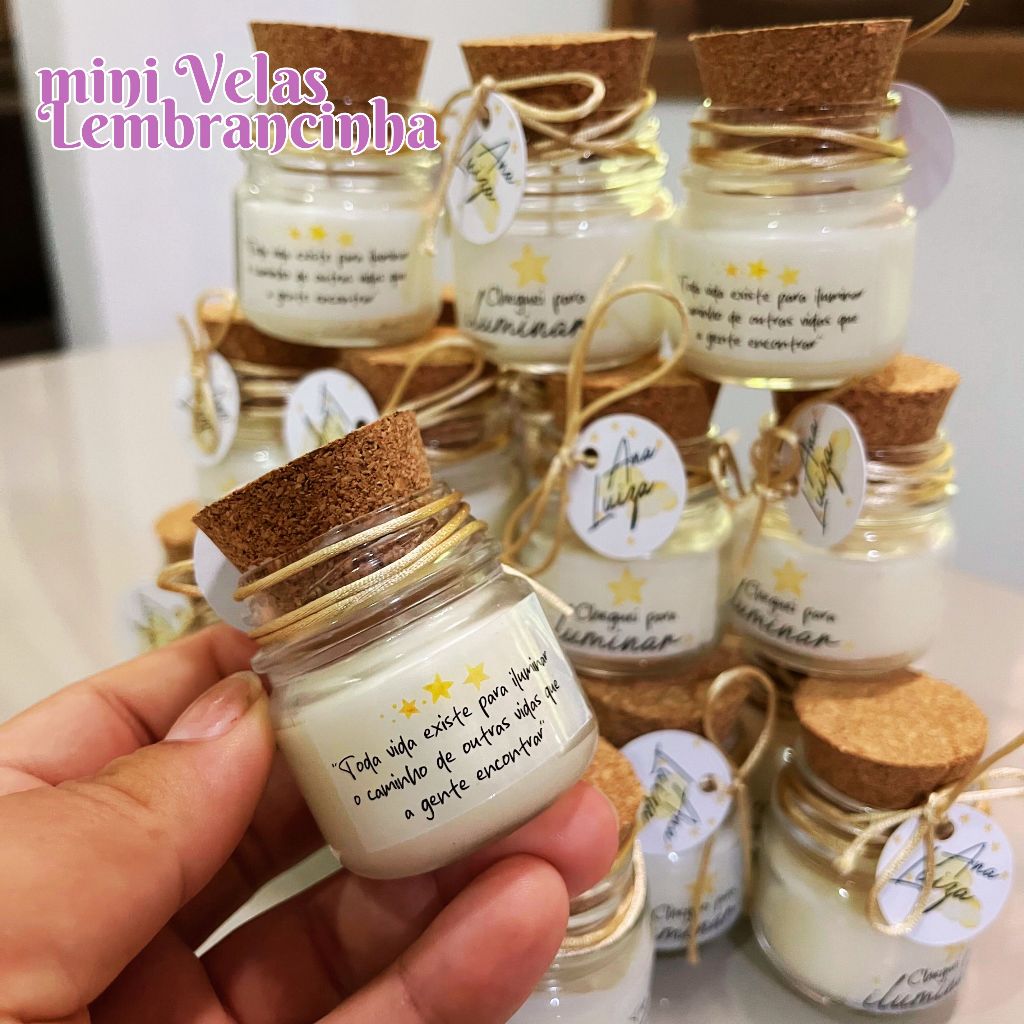 Lembrancinha Velas - Kit 10 Mini velas Personalizadas aniversario Batizado Maternidade casamento Aromáticas