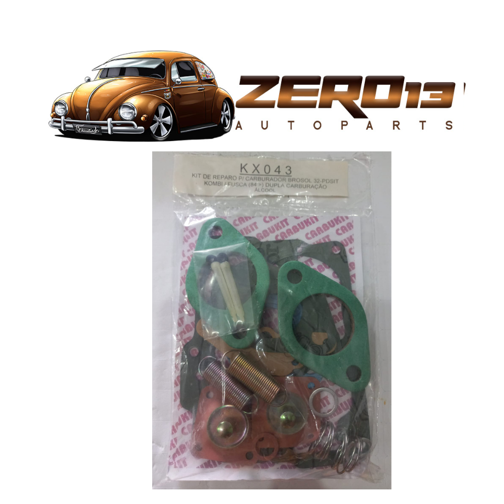 Kit de Reparo para Carburador Brosol 32-PDSIT VW Kombi , Fusca 1984/... Dupla Carburação Alcool - Carbukit KX043