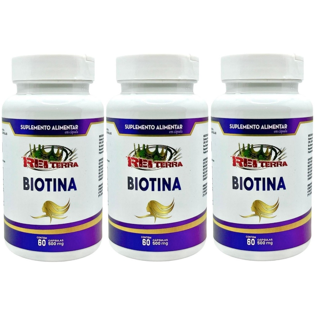 Kit 3 Biotina 180 Cápsulas - Rei Terra em Oferta na Shopee