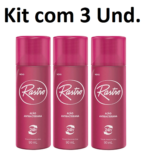 kit 3 Desodorante Spray 90ml proteção 24horas - Rastro