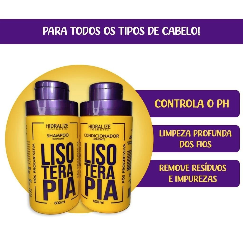 Kit Shampoo&Condicionador Pos Quimica  Liso Extremo Hidralize 500mL em Oferta na Shopee