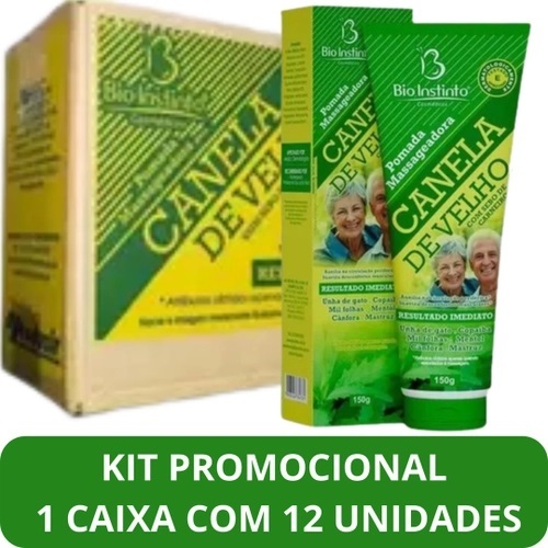 Kit c/ 12 Pomadas Desodorante Massageadora Canela de Velho 150g (Nova Embalagem) - Bio Instinto