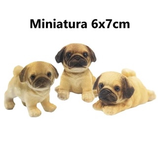 CACHORRO MINIATURA RESINA ENFEITE  PUG COLECIONÁVEL 6x7cm decoração em Oferta na Shopee