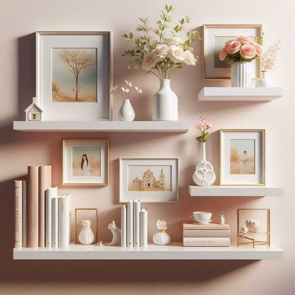 KIT 4 Prateleiras + Kit Instalação 45/40/30/20 Nichos Mdf Branco Suporte Decoração
